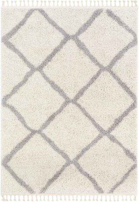 Celosia Moroccan Trellis Shag White Rug