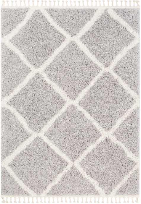 Celosia Moroccan Trellis Shag Grey Rug
