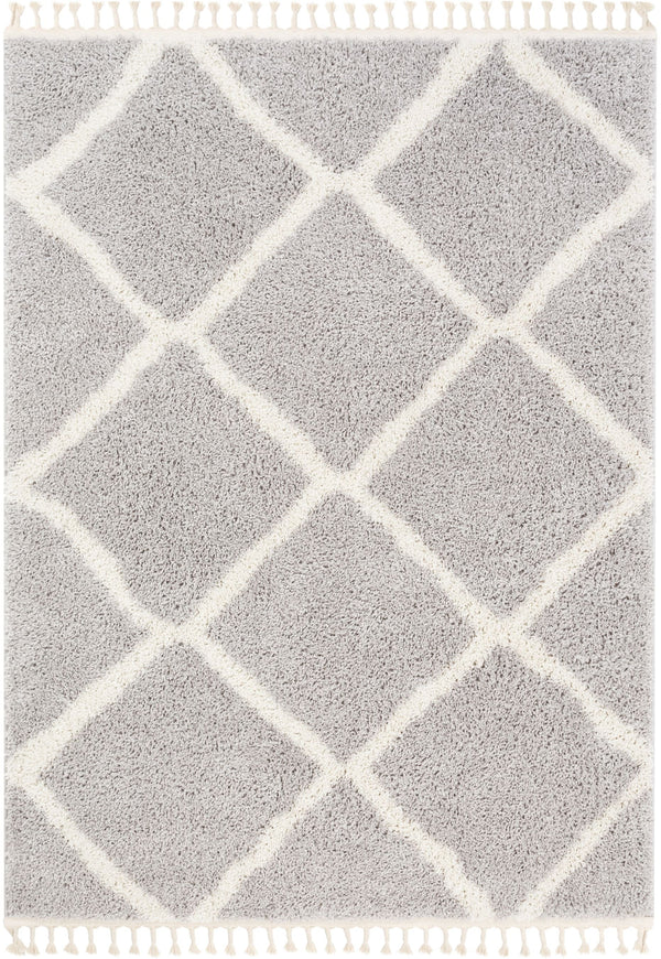 Celosia Moroccan Trellis Shag Grey Rug