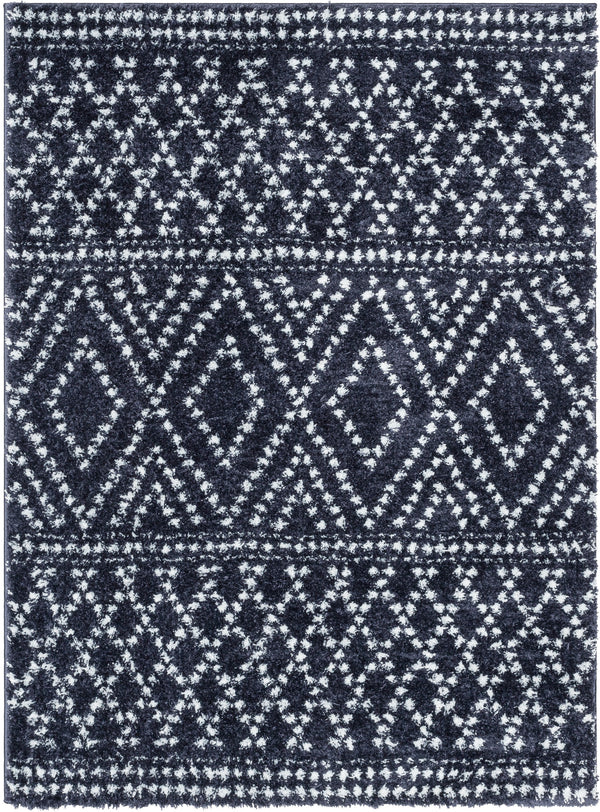 Evora Moroccan Diamond Pattern Blue Thick & Soft Shag Rug