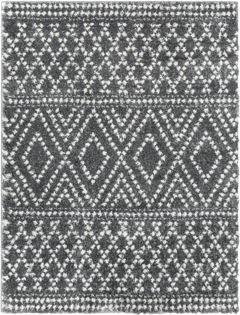 Evora Moroccan Diamond Pattern Grey Thick & Soft Shag Rug