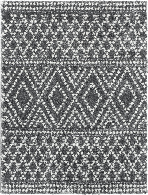Evora Moroccan Diamond Pattern Grey Thick & Soft Shag Rug