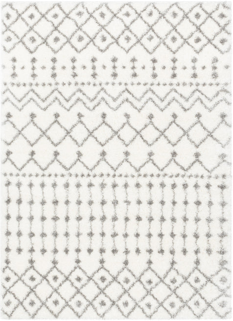 Coimbra Moroccan Diamond Pattern Ivory Thick & Soft Shag Rug