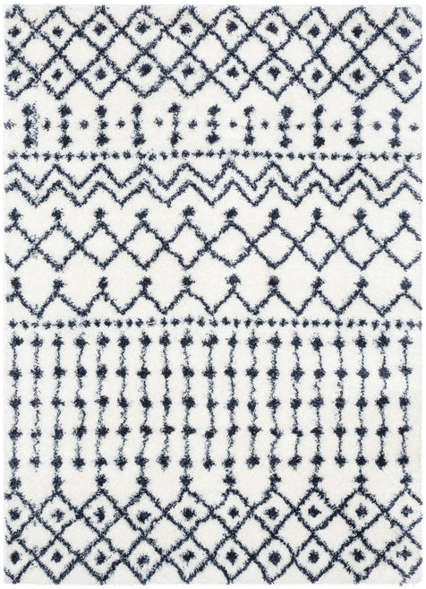 Coimbra Moroccan Diamond Pattern Blue Thick & Soft Shag Rug