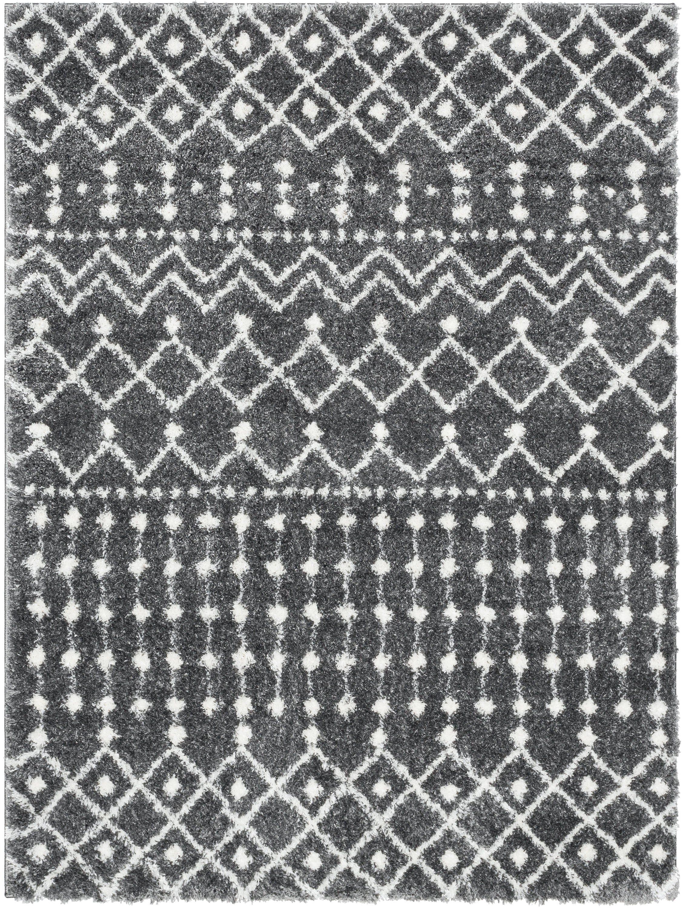 Coimbra Moroccan Diamond Pattern Grey Thick & Soft Shag Rug