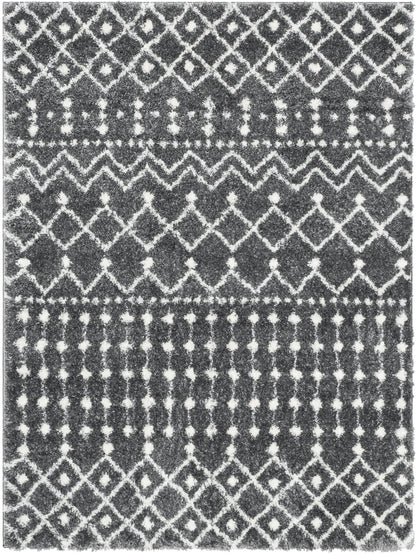 Coimbra Moroccan Diamond Pattern Grey Thick & Soft Shag Rug