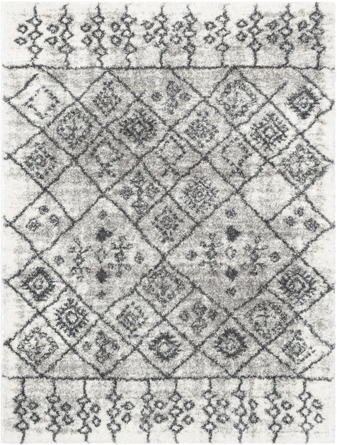 Braga Tribal Geometric Pattern Ivory Thick & Soft Shag Rug