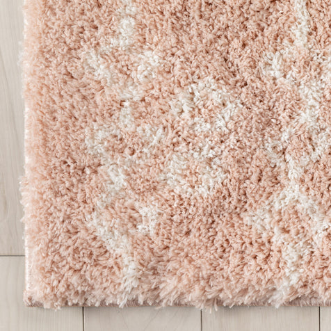 Braga Tribal Geometric Pattern Blush Thick & Soft Shag Rug