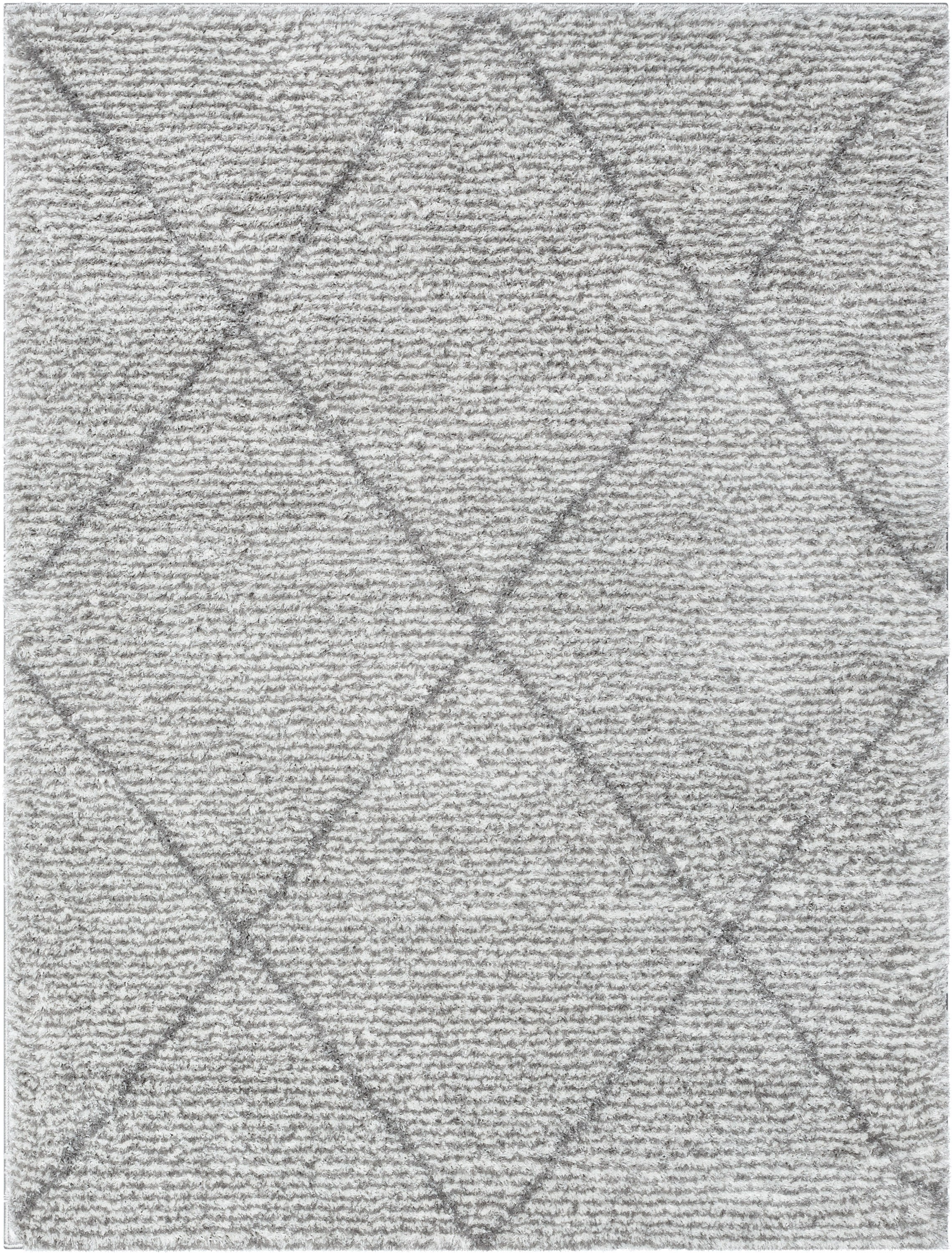 Aviero Moroccan Lattice Trellis Ivory Thick & Soft Shag Rug