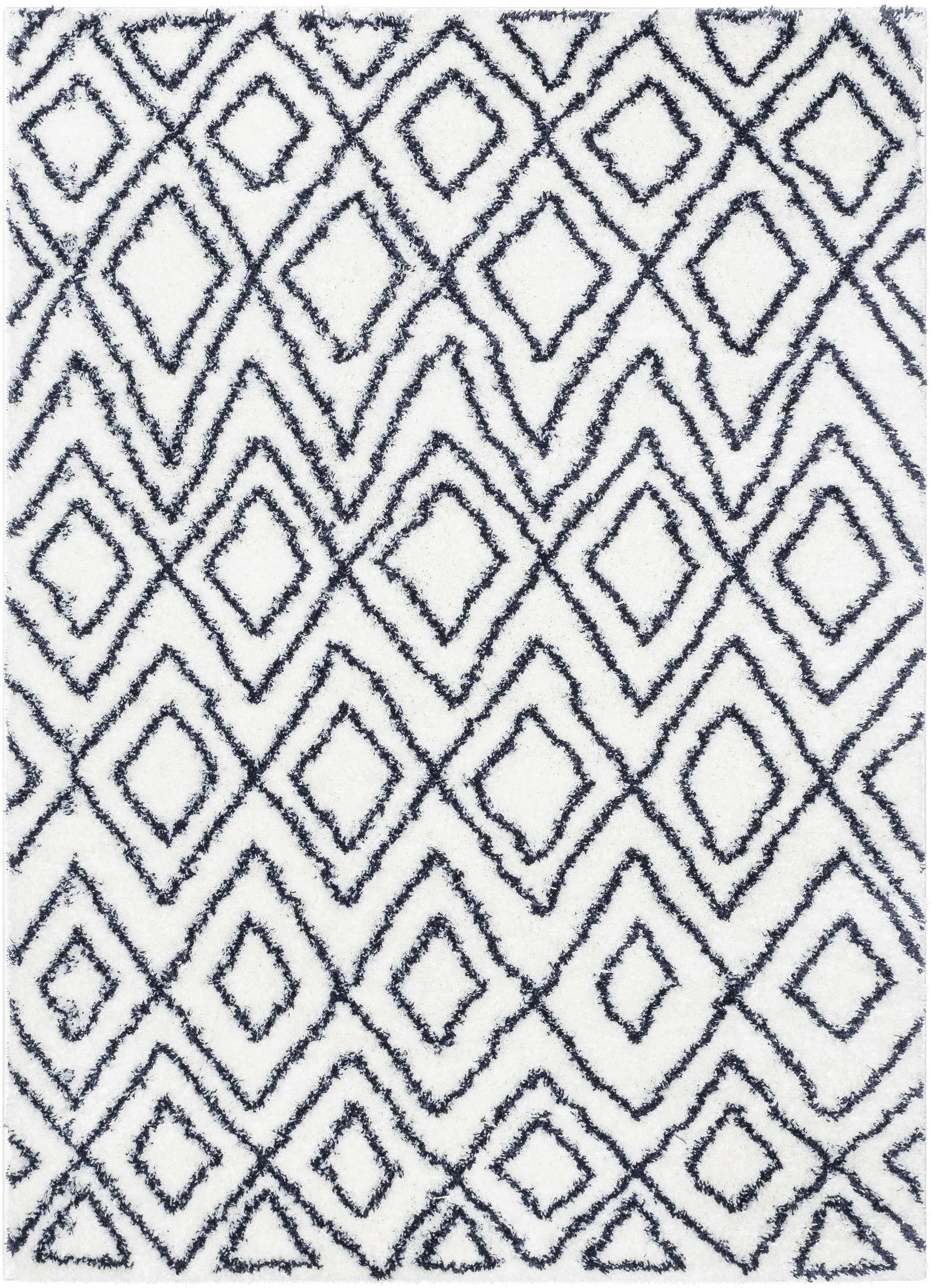 Lagos Tribal Diamond Pattern Blue Thick & Soft Shag Rug