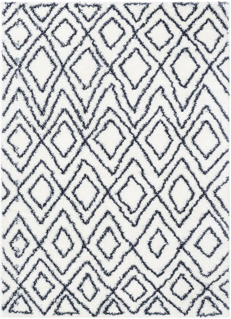 Lagos Tribal Diamond Pattern Blue Thick & Soft Shag Rug