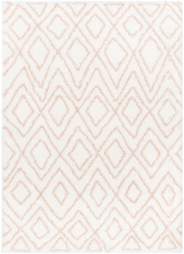 Lagos Tribal Diamond Pattern Blush Thick & Soft Shag Rug