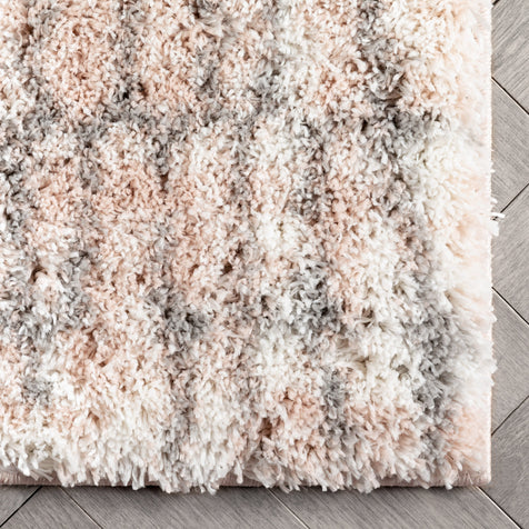 Sintra Mid-Century Modern Geometric Pattern Blush Thick & Soft Shag Rug