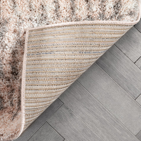 Sintra Mid-Century Modern Geometric Pattern Blush Thick & Soft Shag Rug