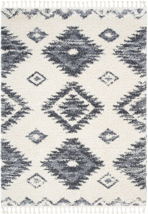 Mona Tribal Southwestern Ivory Super Soft And Thick Shag Rug
