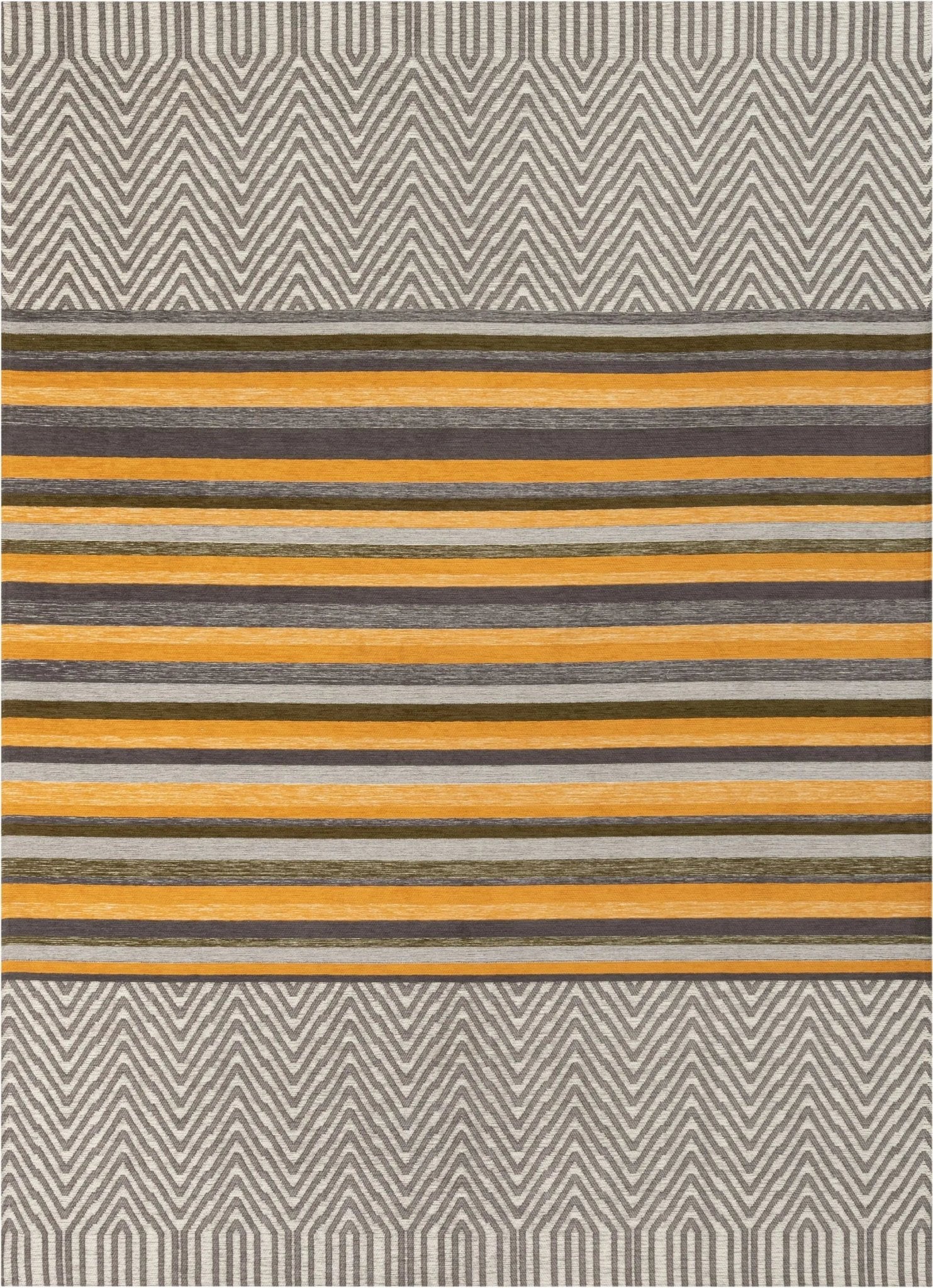 Chia Contemporary Solid & Striped Beige Gold 5'3" x 7'3" Rug Well Woven