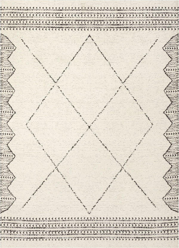 Kippa Moroccan Diamond Pattern Beige Kilim-Style 5'3" x 7'3" Rug
