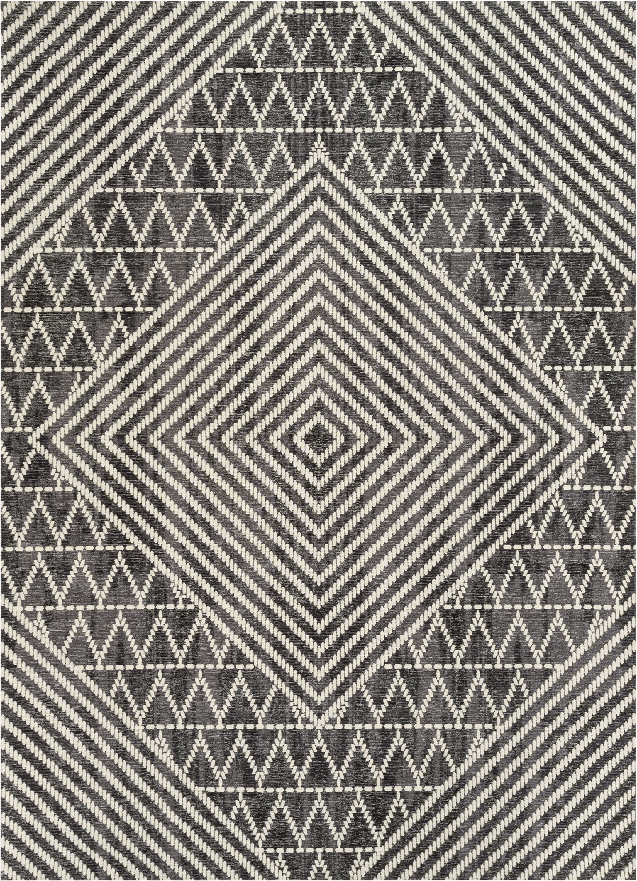 Kapa Contemporary Geometric Chevron Stripes Grey 5'3" x 7'3" Rug