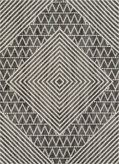 Kapa Contemporary Geometric Chevron Stripes Grey Kilim-Style 5'3" x 7'3" Rug