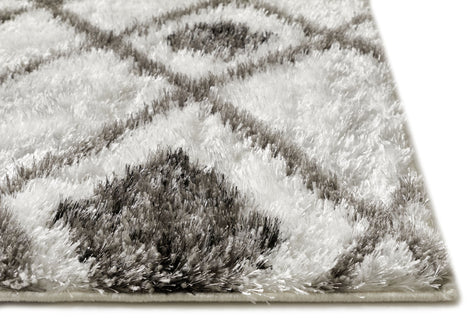 Outstanding White Modern Moroccan Shag Rug