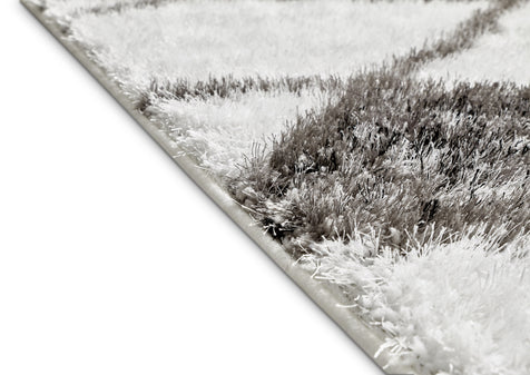 Outstanding White Modern Moroccan Shag Rug