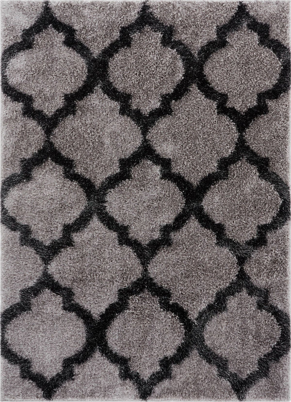 Humble Grey Modern Lattice Shag Rug