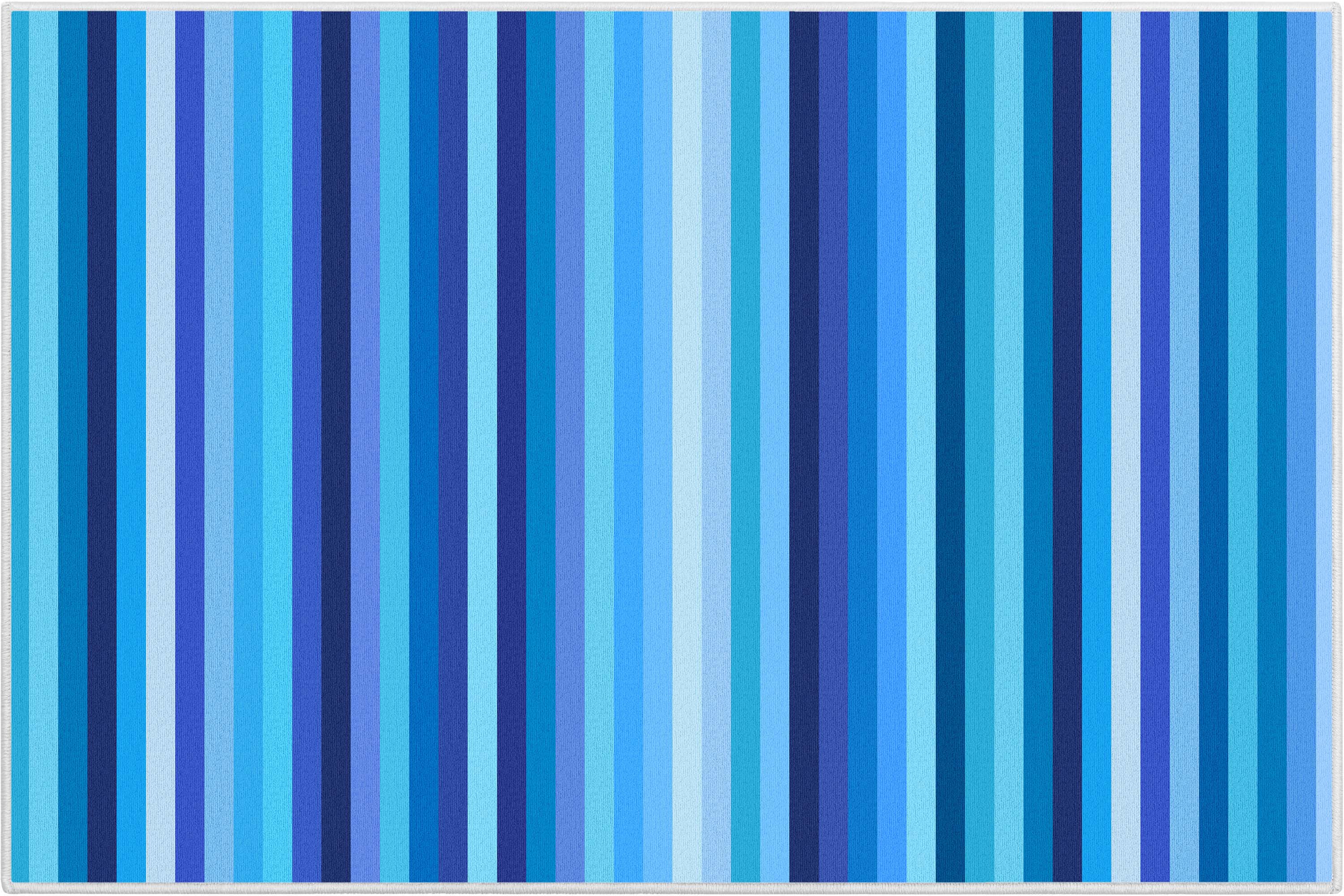 Crayola Stripe Blue Area Rug By Well Woven