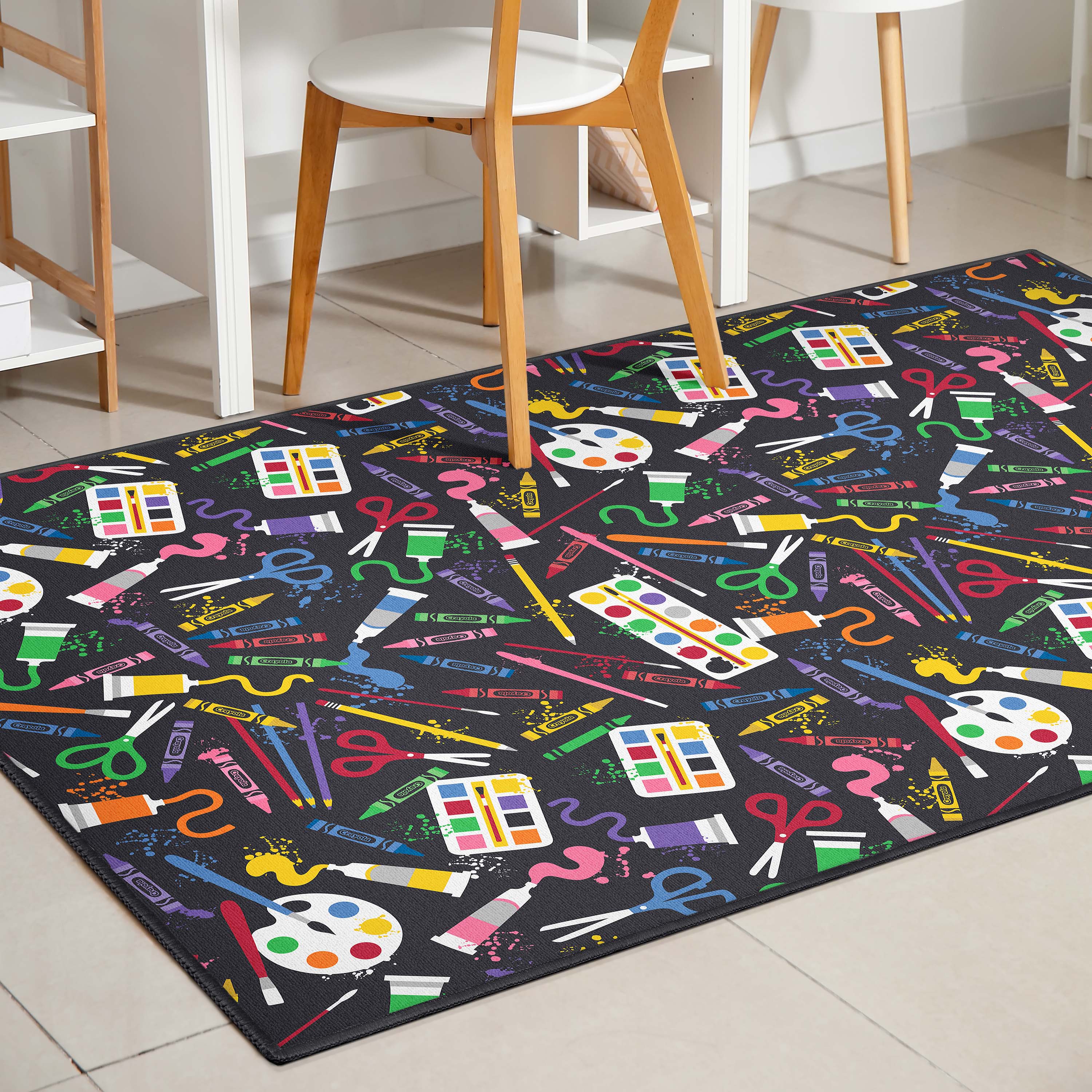 Crayola Art Supplies Black Area Rug By Well Woven