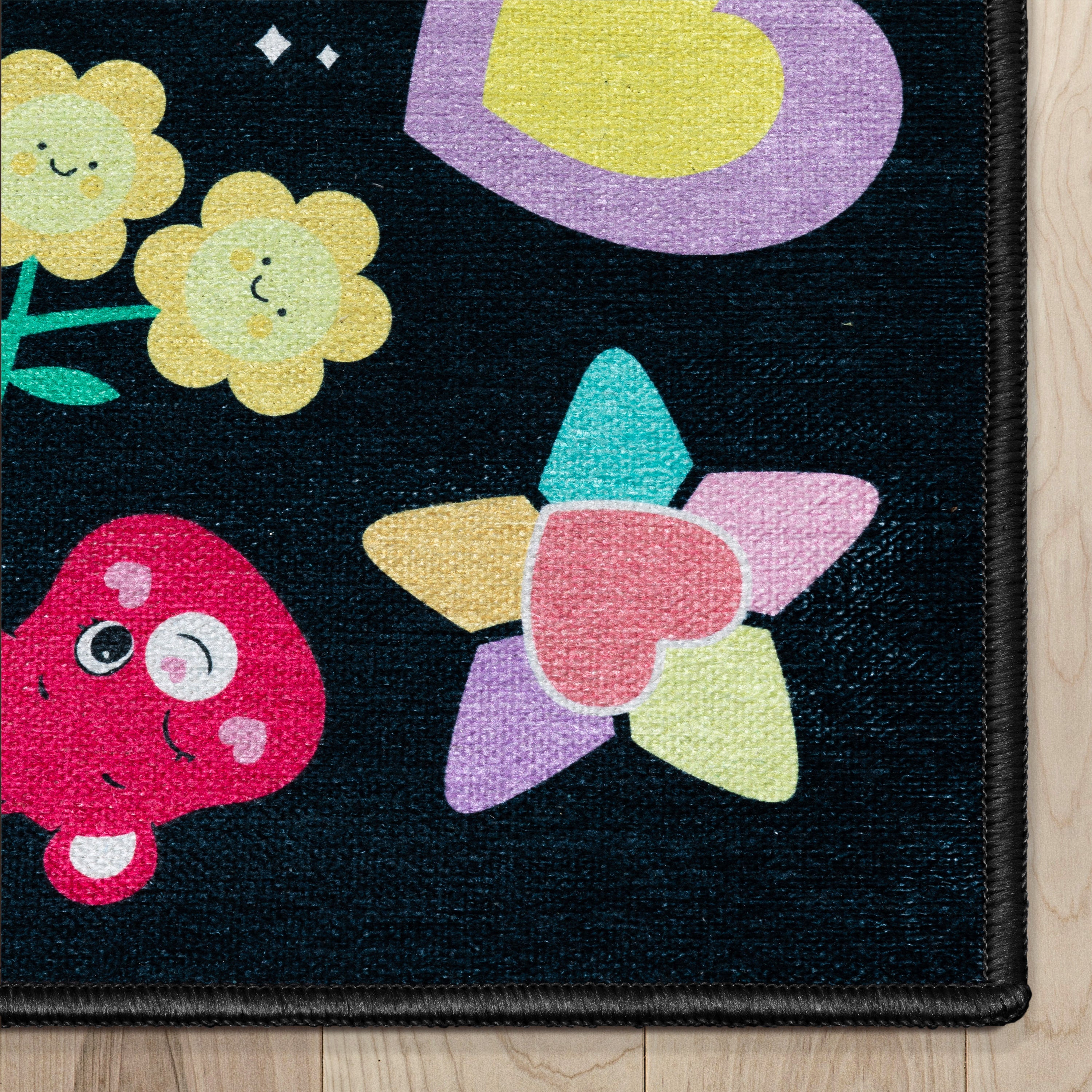 Badges and Bears Black Area Rug By Well Woven