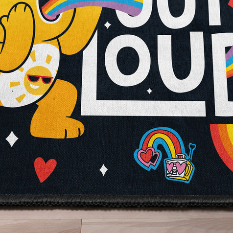 Care Bears Care Out Loud Black Multicolor Area Rug By Well Woven