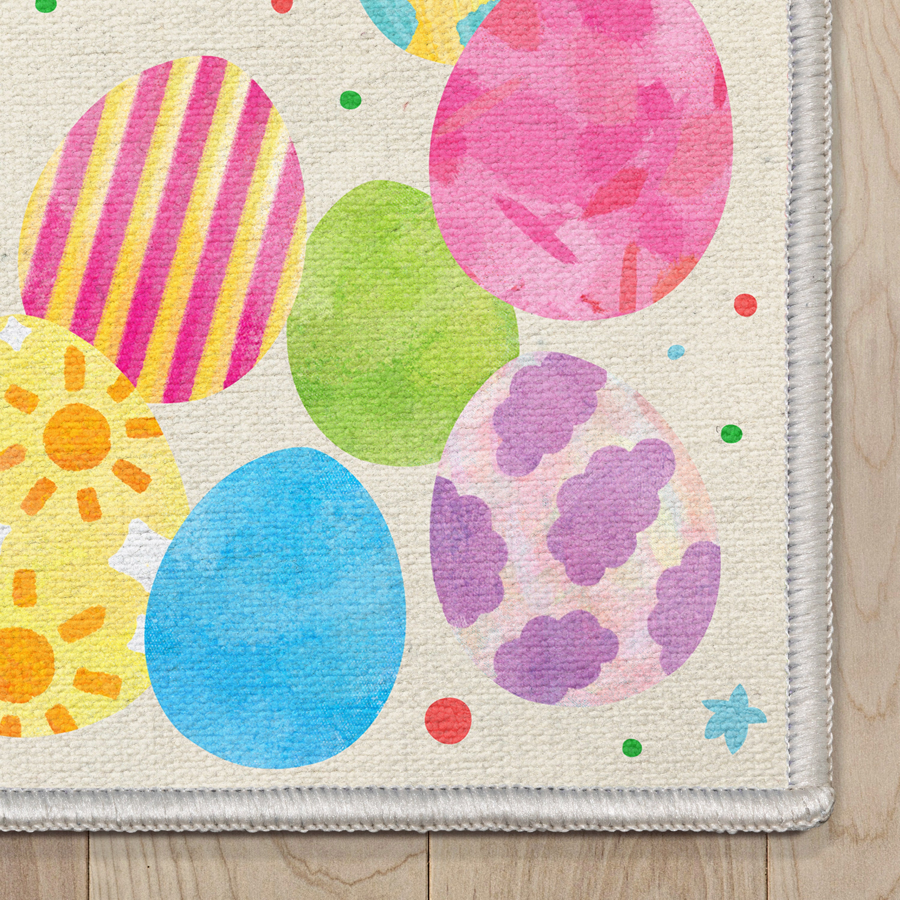 Totally Eggcellent Easter Ivory Area Rug By Well Woven