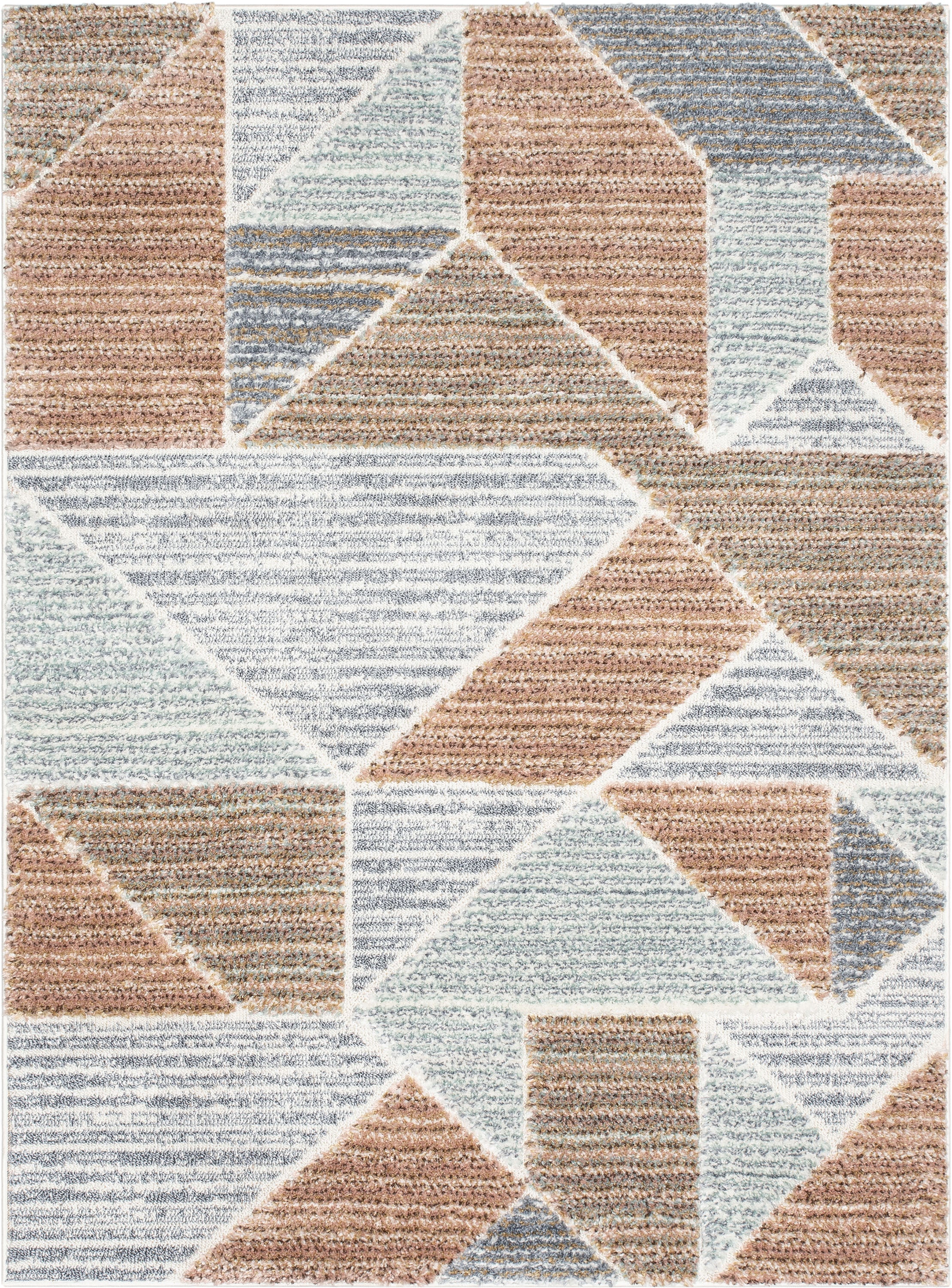 Perseus Modern Geometric Blush High-Low Shag Rug