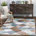 Calliope Moroccan Trellis Ivory Blue High-Low Shag Rug