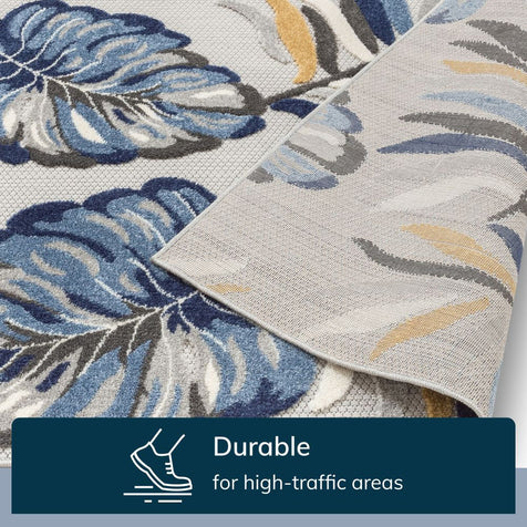 Wilmington Blue Modern Tropical Indoor Outdoor Rug