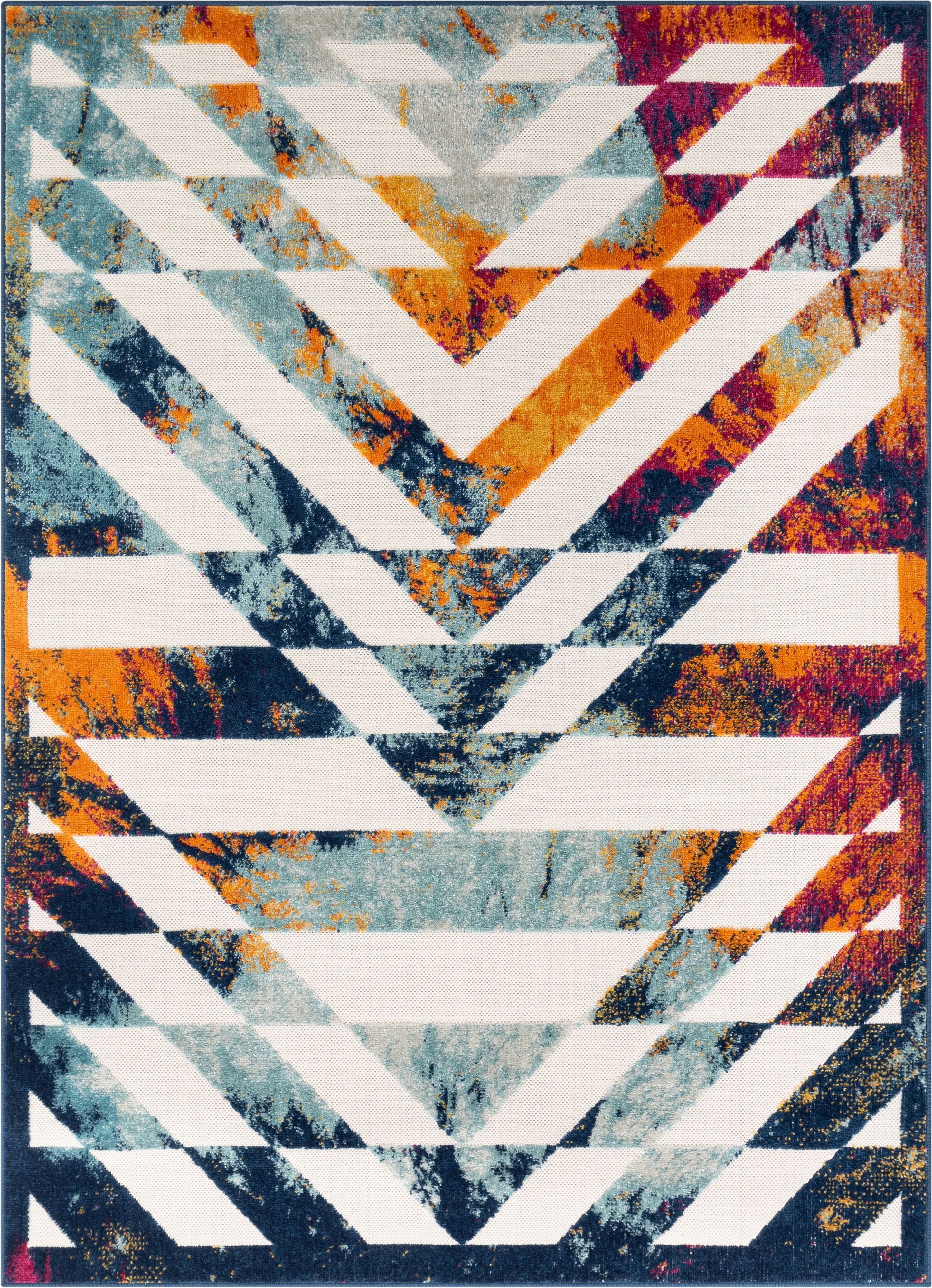 Carmen Geometric Chevron Bold Multi-Color Multi Indoor/Outdoor High-Low Rug