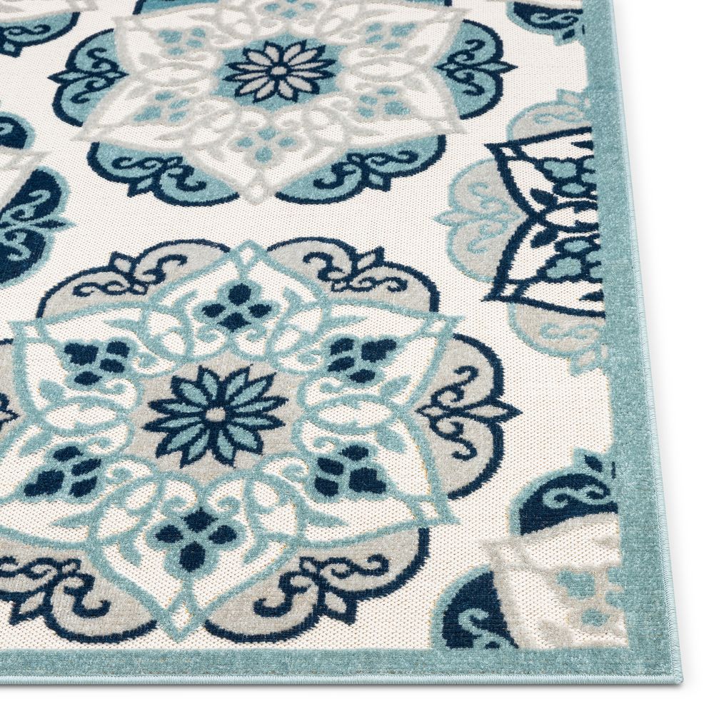 Cabo Bold Floral Blue Indoor/Outdoor High-Low Rug