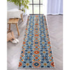Audun Modern Geometric Indoor/Outdoor Blue High-Low Rug