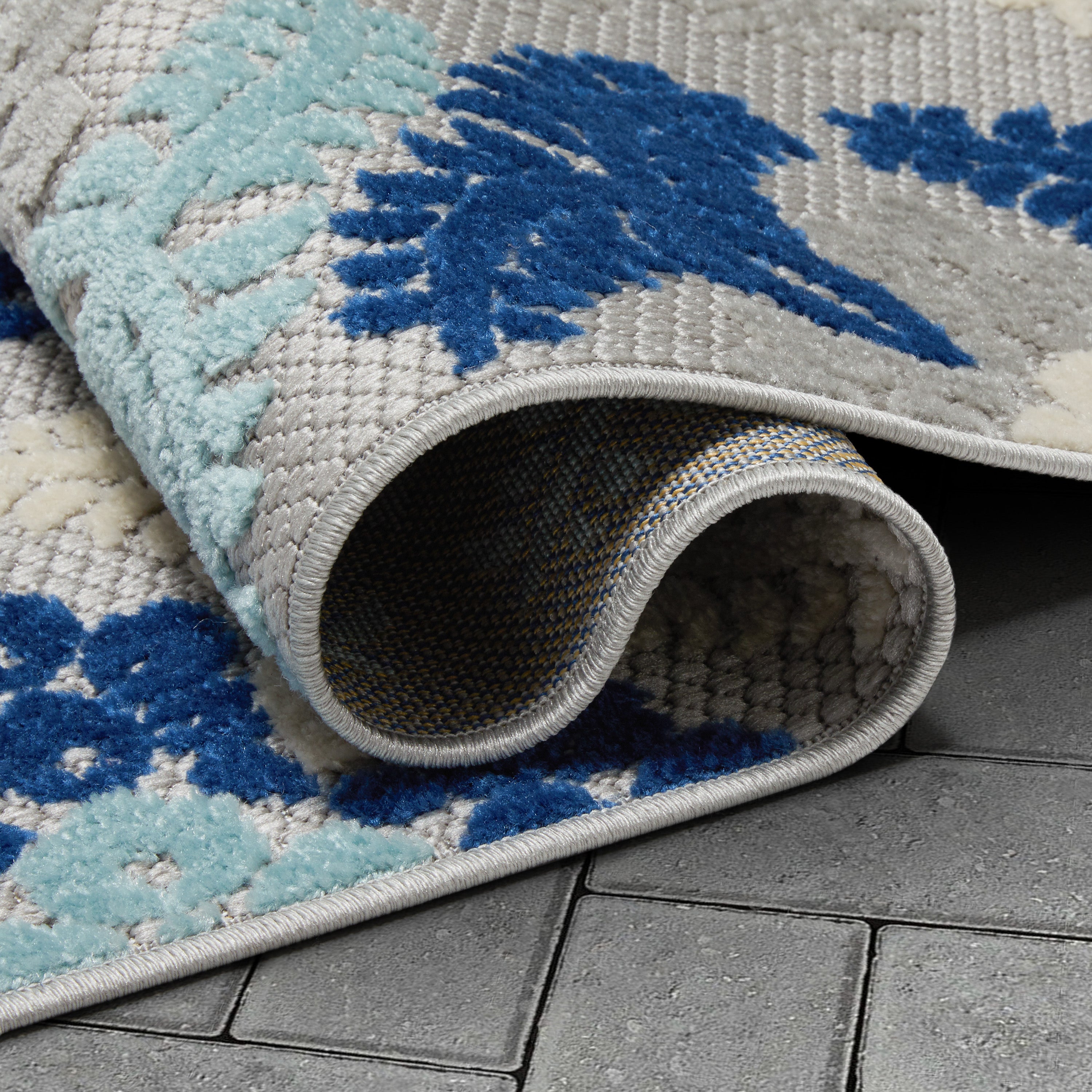 Loewy Modern Geometric Indoor/Outdoor Blue High-Low Rug