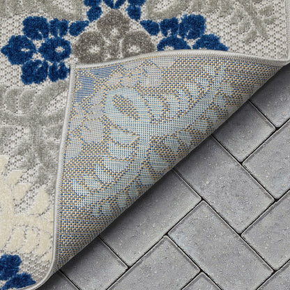 Loewy Modern Geometric Indoor/Outdoor Blue High-Low Rug