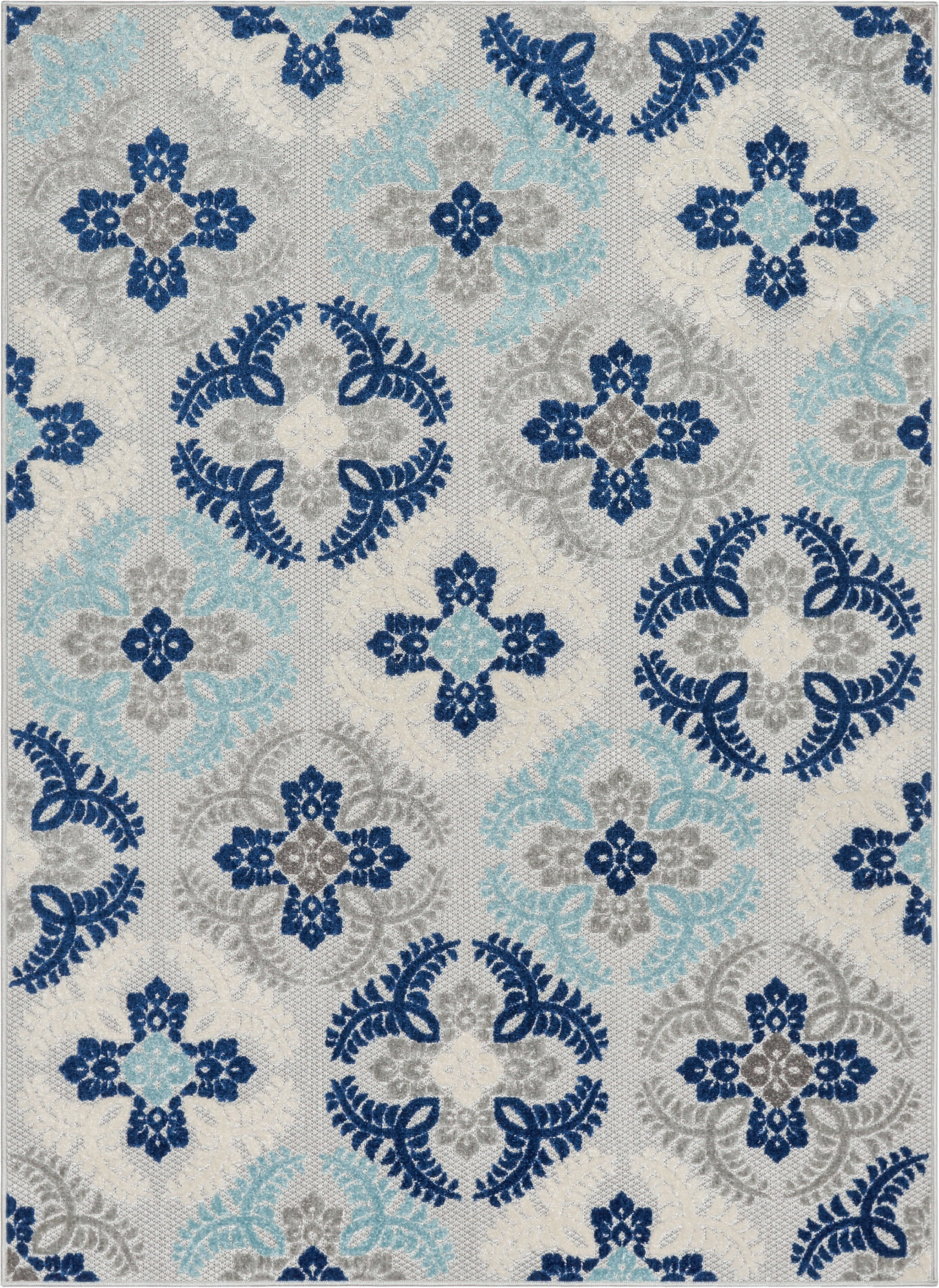 Loewy Modern Geometric Indoor/Outdoor Blue High-Low Rug