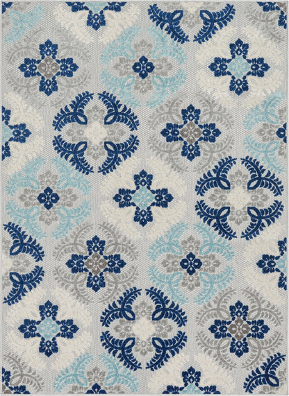 Loewy Modern Geometric Indoor/Outdoor Blue High-Low Rug