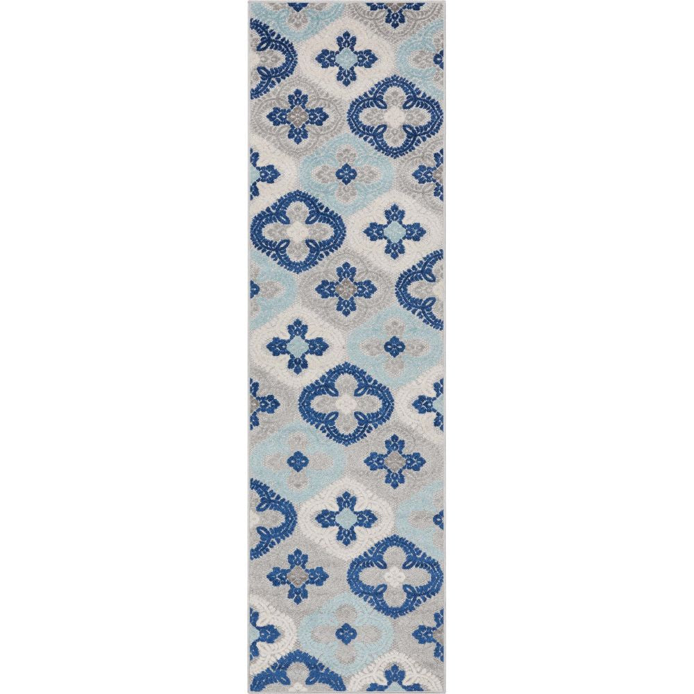 Loewy Modern Geometric Indoor/Outdoor Blue High-Low Rug