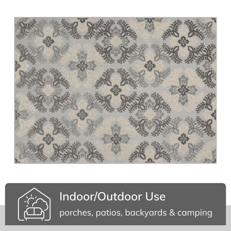 Loewy Modern Geometric Indoor/Outdoor Grey High-Low Rug