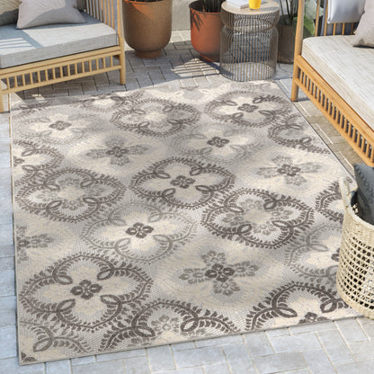 Loewy Modern Geometric Indoor/Outdoor Grey High-Low Rug