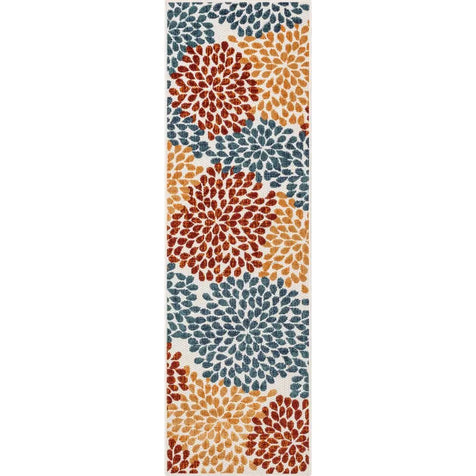 Senna Modern Floral Indoor/Outdoor Ivory High-Low Rug