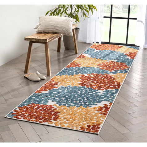 Senna Modern Floral Indoor/Outdoor Ivory High-Low Rug