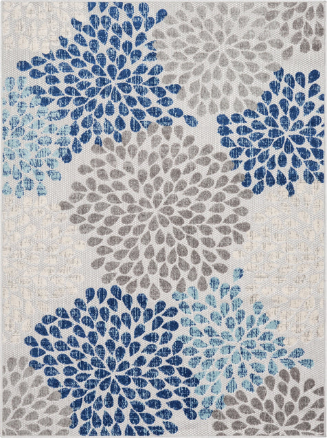 Senna Modern Floral Indoor/Outdoor Grey High-Low Rug
