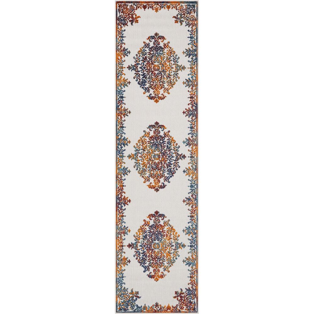 Arid Modern Medallion Persian Indoor/Outdoor Ivory High-Low Rug