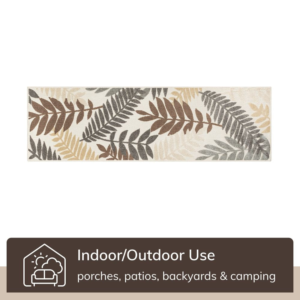 Mariah Modern Floral Indoor/Outdoor Ivory High-Low Rug