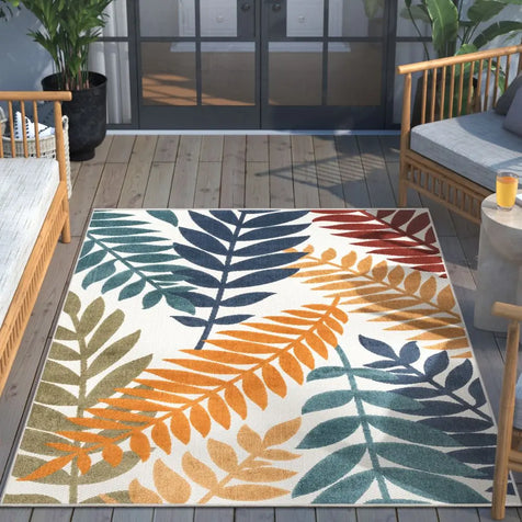 Mariah Ivory Multi Tropical Indoor Outdoor Rug